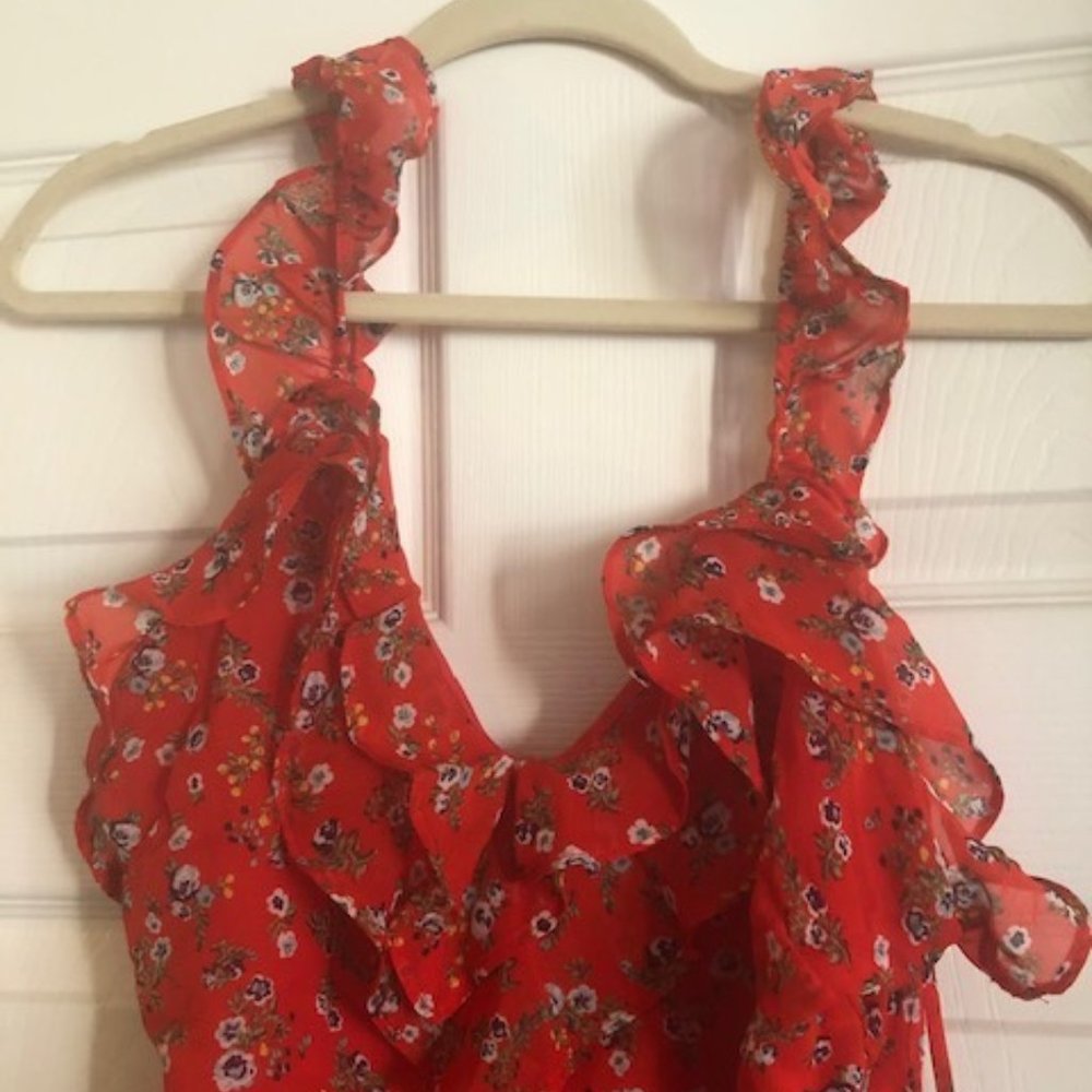 SOLD OUT LULUS NWT Red Floral Print Dress - Picture 3 of 7